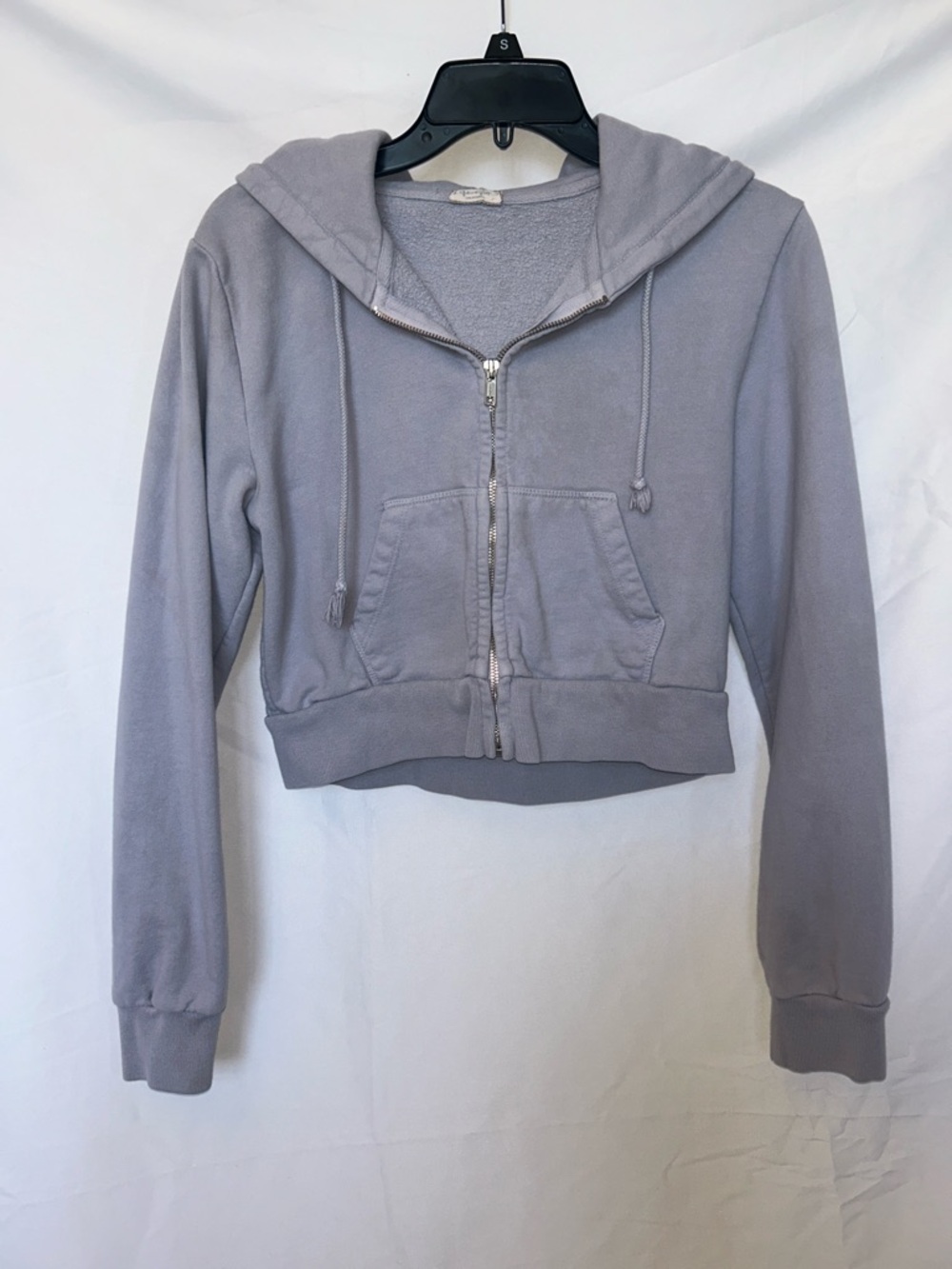 Brandy Melville Cropped Zip Hoodie - Light Gray